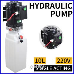 10L Single Acting Hydraulic Pump Dump Trailer 220V Power Unit Lift for Car NEW