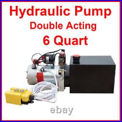 12 Volt Double Acting Hydraulic Pump for Dump Trailer 6 Quart Metal Reservoir