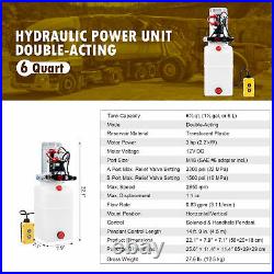 12 Volt Double Acting Hydraulic Pump for Dump Trailer 6 Quart Poly
