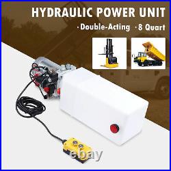 12 Volt Hydraulic Pump for Dump Trailer 8 Quart Poly Double Acting