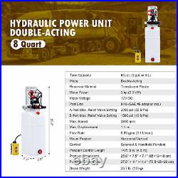 12 Volt Hydraulic Pump for Dump Trailer 8 Quart Poly Double Acting
