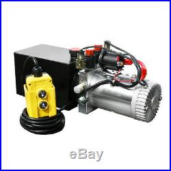 12 Volt Hydraulic Pump for Dump Trailer 8 Quart Poly Double Acting