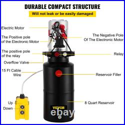 12V DC Hydraulic Power Unit, 8 Quart Double Acting Pump for Dump Trailers