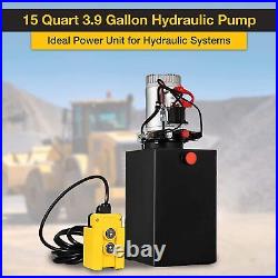15 Quart 3.9 Gallon Double Acting Hydraulic Pump for Dump Trailer Car Lifting