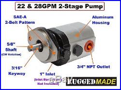 28 GPM 2-Stage Hydraulic Pump Bracket Mount Coupler Kit For Wood Log Splitter