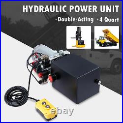 4 Quart 12V Double Acting Hydraulic Pump w Metal Tank for Tailgate Lifts