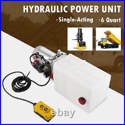 6 Quart 12V Single Acting Hydraulic Pump for Woodsplitter Dump Bed Tow Plow More
