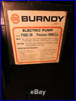 Burndy Electric Hydraulic Pump Y10AC-3H 10K PSI for Crimpers, Cutters, Cylinders