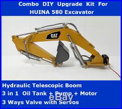 COMBO DIY KIT For HUINA 580 Excavator- Hydraulic Boom, Valve, Servos, Pump, Tank