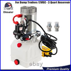 Double Acting Hydraulic Pump For Dump Trailers 12VDC 3 Quart Reservoir