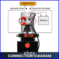 Double Acting Hydraulic Pump for Dump Trailers Kit 12VDC 6 Quart Reservoir