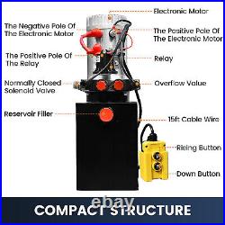 Double Acting Hydraulic Pump for Dump Trailers Kit 12VDC 6 Quart Reservoir