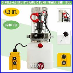 Hydraulic Pump 12V Single-Acting 4 Quart for Wood Splitter Dump Bed Tow Plowith