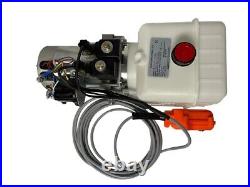 Hydraulic Pump for Dump Trailer 12 Volt DC Single Acting 6 Quarts plastic tank