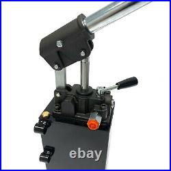 Hydraulic piston hand pump with valve for double acting cylinder 2.7 CID 5 quart