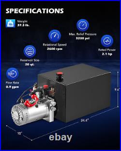 OMT 20 Quart Double Acting Hydraulic Pump for Dump Trailer DC 12V Power Unit