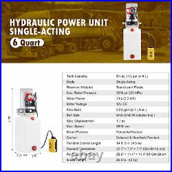 Preenex 12V 6qt Single Acting Hydraulic Pump for Tow Booms Truck Winches Plows