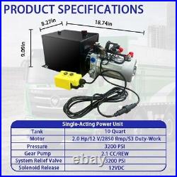 Single Acting Hydraulic Pump For Dump Trailers KTI 12VDC, 10 Quart Steel Oil Tank