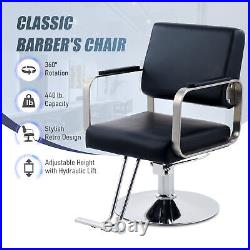 Swivel Barber Chair w Hydraulic Pump Pedicure Chair for Stylists and More Black
