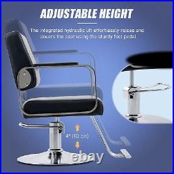 Swivel Barber Chair w Hydraulic Pump Pedicure Chair for Stylists and More Black